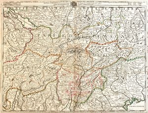 Karta över Tyrolen (Tyskland) (Gravering av Jean Baptiste Nolin