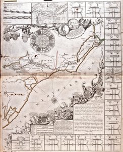 Karta över Canal du Midi, med dess akvedukter (gravyr av Jean Baptiste Nolin
