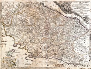 Karta över kyrkans territorier i Italien (etsning av Jean Baptiste Nolin