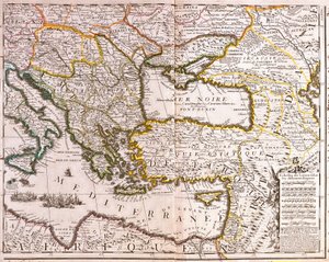 Karta över länderna i östra Medelhavet och Svarta havet, Turkiet och provinserna i Mindre Asien (etsning