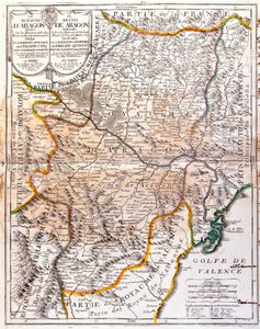 Karta över kungariket Aragon (Spanien) (gravyr av Jean Baptiste Nolin