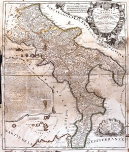 Karta över kungariket Neapel (Italien) (gravyr