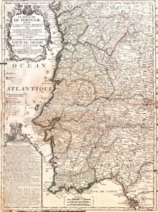Karta över kungariket Portugal (gravyr av Jean Baptiste Nolin