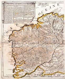 Karta över kungariket Galicien (Spanien) (gravyr