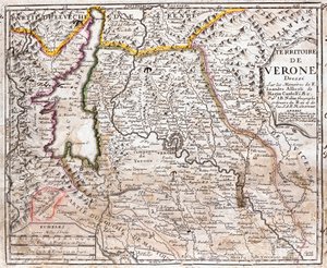 Karta över territoriet Verona (Veneto, Italien) (etsning av Jean Baptiste Nolin