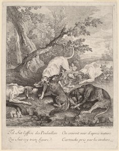 En räv attackerad av hundar av Jean Baptiste Oudry