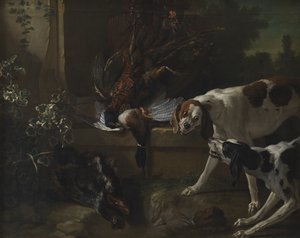 Hundar med vildfågel och vilt av Jean Baptiste Oudry