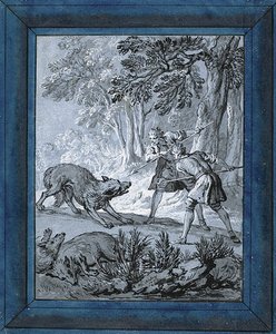 Män attackerar vargar ("Rien de Trop III") av Jean Baptiste Oudry