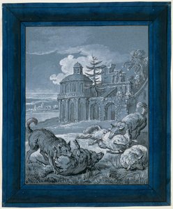 Vargar attackerar får ("Rein de Trop II") av Jean Baptiste Oudry