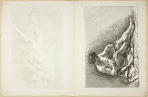 Figur (recto och verso), från andra boken av figurer av akademier graverad delvis av professorerna i Royal Academy av Jean Baptiste Perronneau