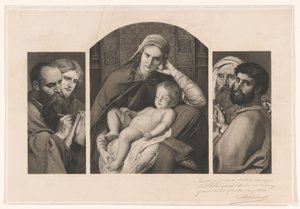Triptyk: Maria med Kristus i knät och två grupper om två apostlar av Jean Baptiste Pierre Michiels (signed by artist)