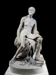 Francois-Marie Arouet dit Voltaire nu (1694-1778) Marmorskulptur av Jean-Baptiste Pigalle (1714-1785) 1776 Sön. 1,5 m Paris, Louvren
