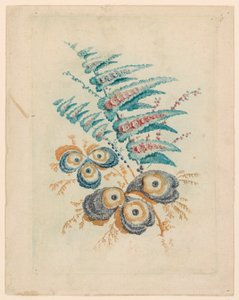 Fantastiskt blommotiv från Nouvelle Suitete de Cahiers de Fleurs Idéales av Jean Baptiste Pillement