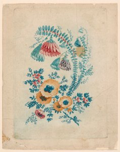 Fantastiskt blommotiv från "New Suite of Ideal Flower Notebooks" av Jean Baptiste Pillement