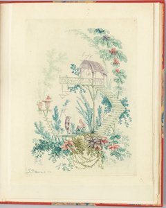 Ornamental Design från Ny svit med kinesiska anteckningsböcker för användning av designers och målare No.3, Inventes et dessines av Jean Pillement. Graves av Anne Allen av Jean Baptiste Pillement