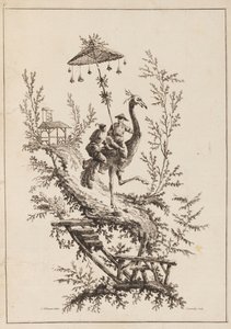 Struts Rirders, tallrik från en uppsättning Chinoiserie-representationer av Jean Baptiste Pillement