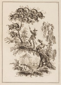 Tallrik 10, från "Suite of Tolve Fishermen and Hunters" av Jean Baptiste Pillement