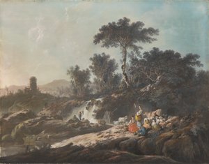 Herdar vilar vid en bäck av Jean Baptiste Pillement