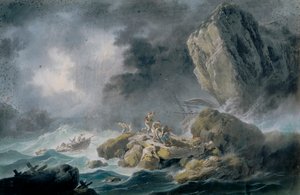 Storm och skeppsvrak av Jean Baptiste Pillement