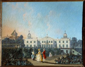 Utsikt över Benficas trädgårdar i Lissabon. Målning av Jean Pillement (1728-1808)