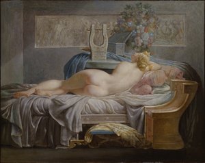 Sappho (630-580 avant JC) - Sappho, av Regnault, Jean Baptiste (1754-1829). Olja på duk. Mått: 42x53 cm. Nationalmuseum Stockholm