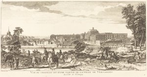 Utsikt över slottet och en del av staden Versailles av Jean Baptiste Rigaud