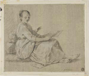 Barfota kvinna sittande på marken av Jean-Baptiste Simeon Chardin