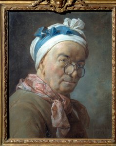 Självporträtt berättat för bisiklarna Målning av Jean Baptiste Simeon Chardin (1699-1779). 1771. Dim. 0,459 x 0,375 m. av Jean-Baptiste Simeon Chardin