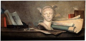Stilleben med konstens attribut, 1700-talet. av Jean-Baptiste Simeon Chardin
