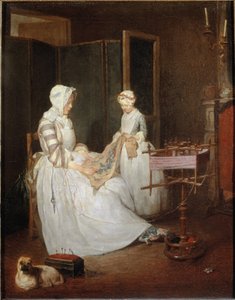 Den flitiga modern, c.1740 av Jean-Baptiste Simeon Chardin