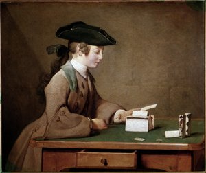 The House of Cards (olja på duk av Jean Baptiste Simeon Chardin
