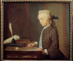Toton-barnet. Auguste Gabriel Godefroy (1728-1813) Ett barn som spelar toton, har typ fyra ansikten som roteras som en topp. Målning av Jean Baptiste Simeon Chardin (1699-1779) 1738. Dim. 0,67x0,76 m. av Jean-Baptiste Simeon Chardin