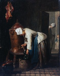 Kvinna som tappar vatten vid cisternen av Jean-Baptiste Simeon Chardin