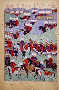 Sultan Süleyman den magnifiktes begravning, Sultan Süleymans historia, Istanbul, Turkiet, 1579 (bläck och färg på papper)