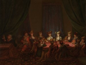 Parti av armenier som spelar kort Armeniskt företag vid kortspelet av Jean Baptiste Vanmour