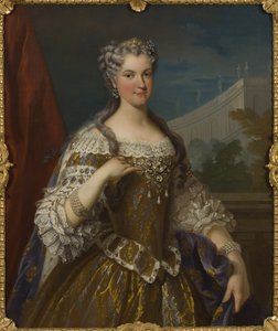 Marie Leszczynska (Leczinska), polsk aristokrat och drottning av Frankrike - Porträtt av Marie Leszczynska, Frankrikes drottning (1703-1768), av Van Loo, Jean Baptiste, Kopia efter (1684-1745). Olja på duk. Mått: 104x82cm. Nationalmuseum Stockholm