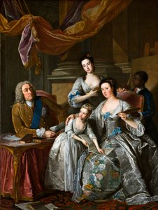 Richard Boyle, 3:e jarl av Burlington och 4:e jarl av Cork, med sin fru Dorothy Savile och deras döttrar (olja på duk)