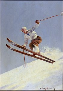En skidåkare, ca 1930 (olja på duk) av Jean Beaudoin