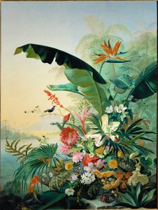 Exotiska blommor (målning på duk) av Jean Benner-Fries