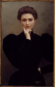 Meditation En fundersam ung kvinna klädd i mode Belle Epoque. Målning av Jean Beraud av Jean Beraud