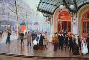 Utanför Vaudeville Theatre, Paris av Jean Beraud