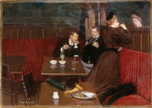 Tre figurer på ett café, ca 1890 (olja på duk) av Jean Beraud