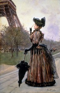 Kvinna framför Eiffeltornet av Jean Beraud