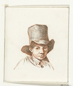 Pojkehuvud med hög hatt av Jean Bernard