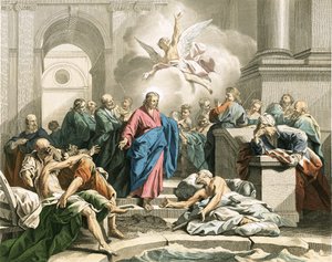 Jesus botade en impotent man vid Betesda-dammen
