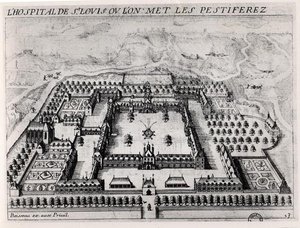 Saint-Louis Hospital, tidigt 1600-tal (gravyr) (s/v foto) av Jean Boisseau