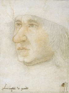 Porträtt av Louis Malet de Graville (1438-1516), Frankrikes amiral par Bourdichon, Jean (1457-1521). Svart krita och sangvin på papper, storlek: 16,9x12,7, sent 1400-tal, State Hermitage, St. Petersburg av Jean Bourdichon