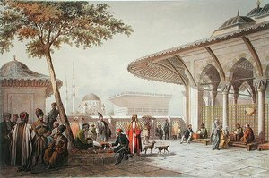 Interiör av innergården i Top-Hani-moskén, illustration från "Souvenirs de Constantinople"