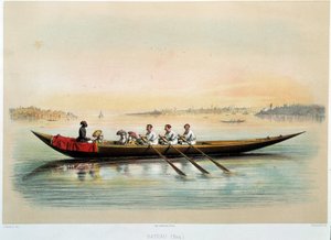 Osmanska riket "" en båt i Konstantinopel"" Akvarell av Jean Brindesi (1826-1888)