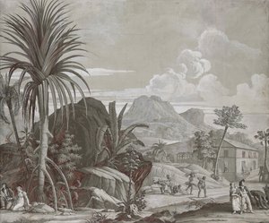Leaving for a Walk, tapetpanel från serien "Paul et Virginie", av Dufour & Cie, ca 1823